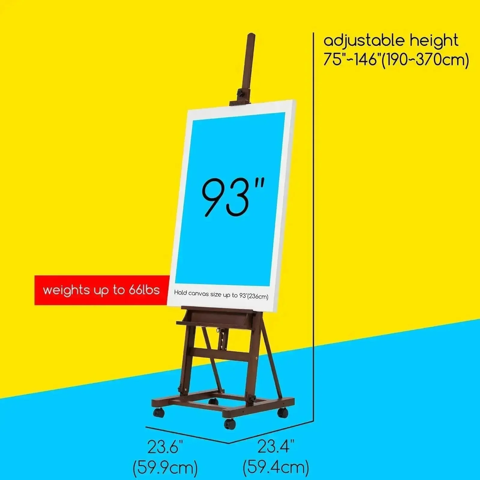 MEEDEN Large H-Frame Artist Easel with Large Tray-Walnut-W02D - Image 3