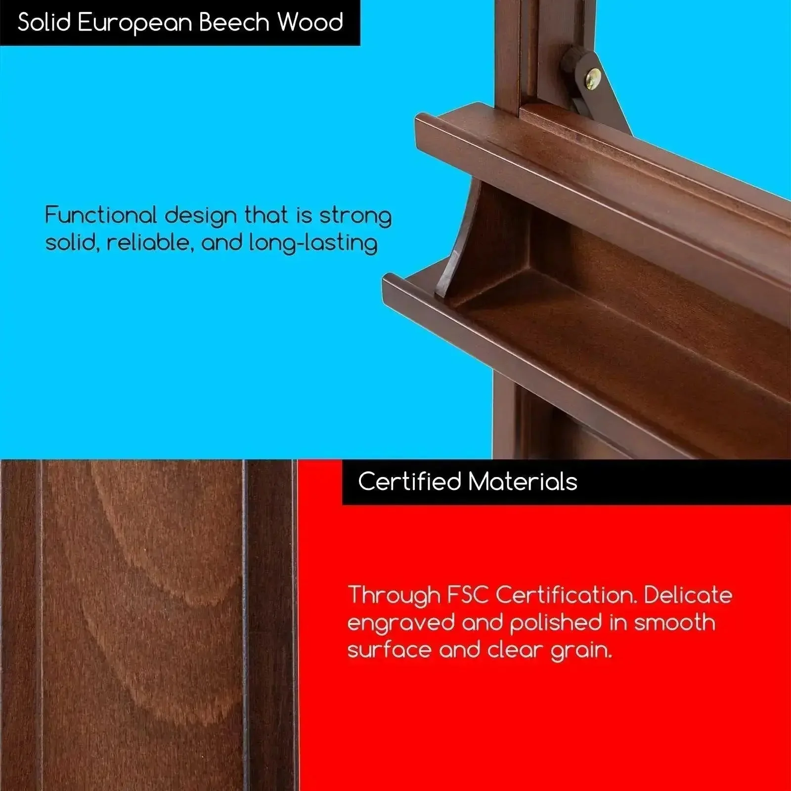 MEEDEN Large H-Frame Artist Easel with Large Tray-Walnut-W02D - Image 5