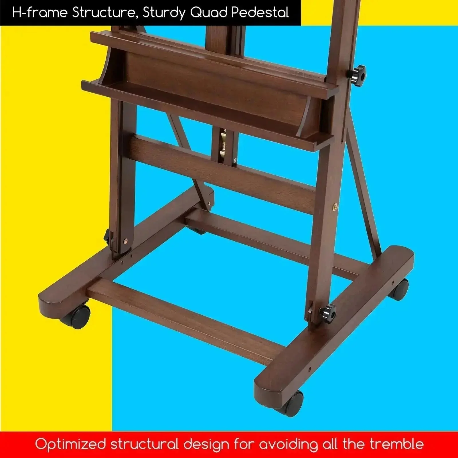 MEEDEN Large H-Frame Artist Easel with Large Tray-Walnut-W02D - Image 6