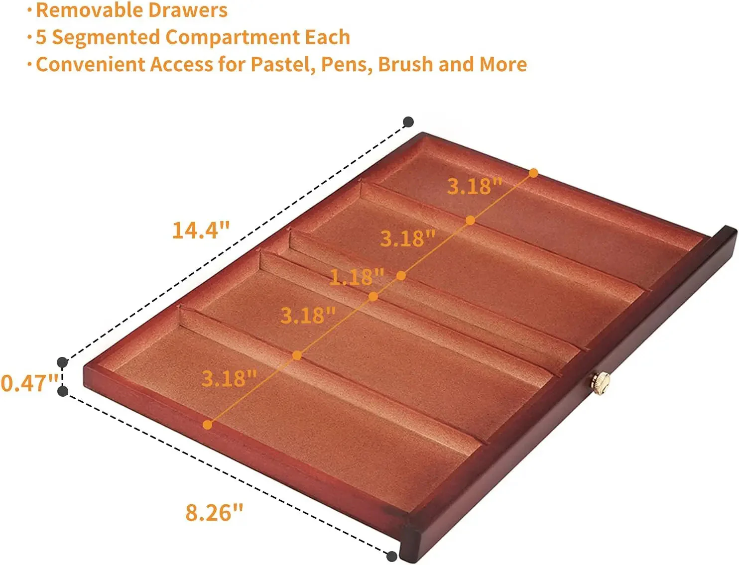 MEEDEN 6-Drawer Artist Supply Storage Box, Dark Walnut - Image 3