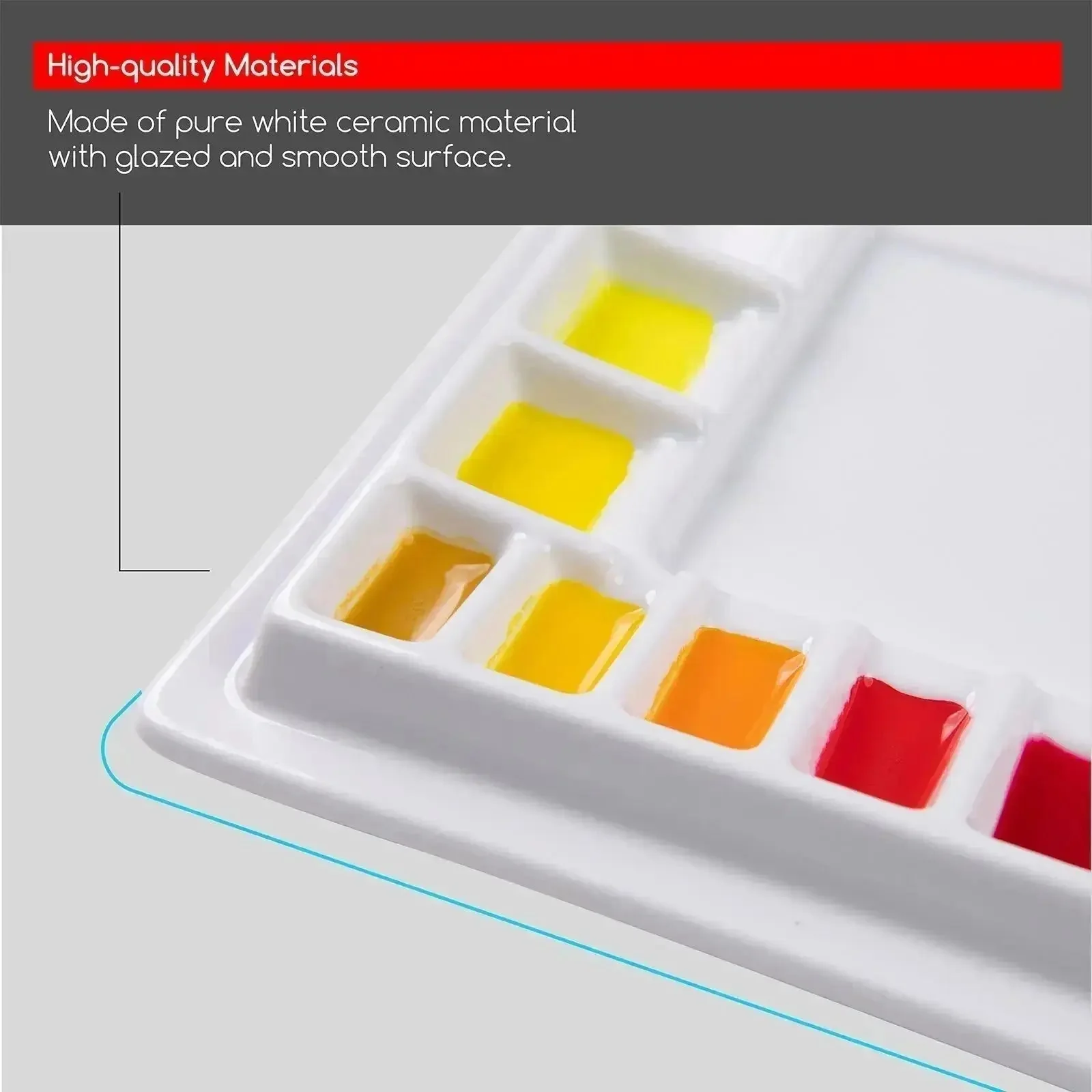 MEEDEN 33-Well Porcelain Painting Palette with Plastic Cover - Image 3