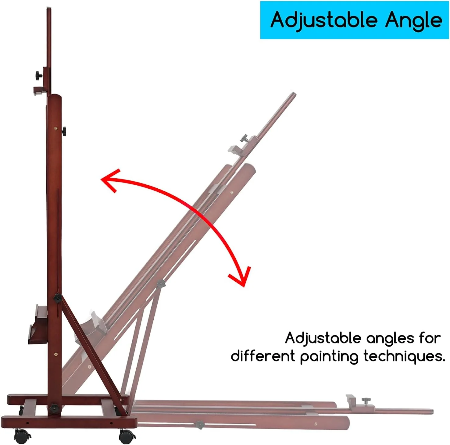 MEEDEN H-Frame Artist Easel with Storage Tray-Dark Walnut-W02 - Image 6